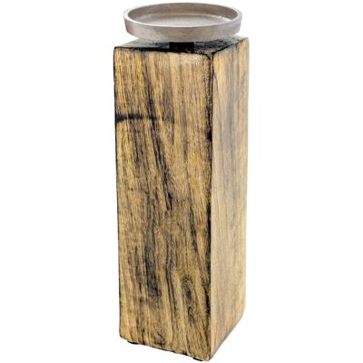 SPETEBO Mango Kerzenhalter Mit Alu Kerzenteller - Groß / 25 Cm - Holz Kerzenständer Für Stumpen- Und Kugel-kerzen SPETEBO Mango Kerzenhalter Mit Alu Kerzenteller - Groß / 25 Cm - Holz Kerzenständer Für Stumpen- Und Kugel-kerzen