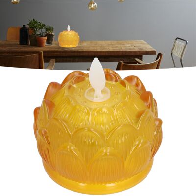 JUTE Buddha-lampe Aus Kristall, Led-lotuslampe, Dharma-opferlampe, Elektronischer Kerzenhalter, Batteriebetriebene Buddha-opferlampe, Dauerbrennerlampe, Gelber Kristall. JUTE Buddha-lampe Aus Kristall, Led-lotuslampe, Dharma-opferlampe, Elektronischer Kerzenhalter, Batteriebetriebene Buddha-opferlampe, Dauerbrennerlampe, Gelber Kristall.