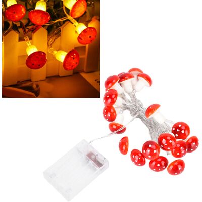 JUTE Lichterkette Mit 20 Roten Leds In Form Von Pilzen, Weihnachtsdekoration Für Ein Mädchenzimmer, Wird Mit Einem Batteriefach Betrieben. JUTE Lichterkette Mit 20 Roten Leds In Form Von Pilzen, Weihnachtsdekoration Für Ein Mädchenzimmer, Wird Mit Einem Batteriefach Betrieben.