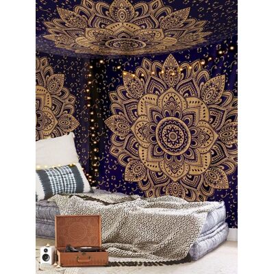 Minkurow Wandteppich, Ombred, Hippie-wandteppich, Mit Psychedelic. Kompliziertes Mandala/boho-muster Indische Tagesdecke, 200x150cm Blau-gold. Minkurow Wandteppich, Ombred, Hippie-wandteppich, Mit Psychedelic. Kompliziertes Mandala/boho-muster Indische Tagesdecke, 200x150cm Blau-gold.