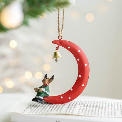 HEAT Weihnachtsbaum-anhänger Aus Schmiedeeisen, Lustiger Weihnachtsmann Sitzt Auf Dem Mond, Wanddekoration Für Zuhause HEAT Weihnachtsbaum-anhänger Aus Schmiedeeisen, Lustiger Weihnachtsmann Sitzt Auf Dem Mond, Wanddekoration Für Zuhause