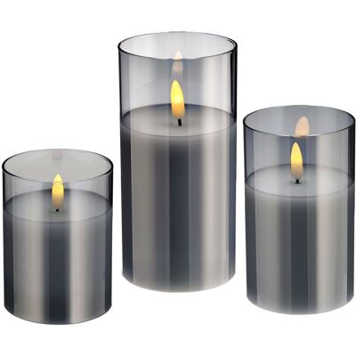 SPETEBO Led Echtwachskerze Im Glas - 3er Set - 10 / 12,5 / 15 Cm - Mit Timer SPETEBO Led Echtwachskerze Im Glas - 3er Set - 10 / 12,5 / 15 Cm - Mit Timer