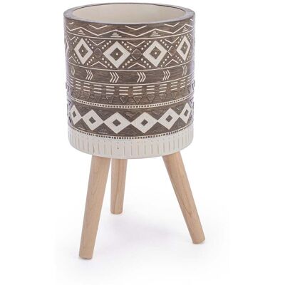 Bizzotto - Keramikvasen 'etnico' Mit Geometrischem Motiv Und Dreibein, H 31 Cm Bizzotto - Keramikvasen 'etnico' Mit Geometrischem Motiv Und Dreibein, H 31 Cm