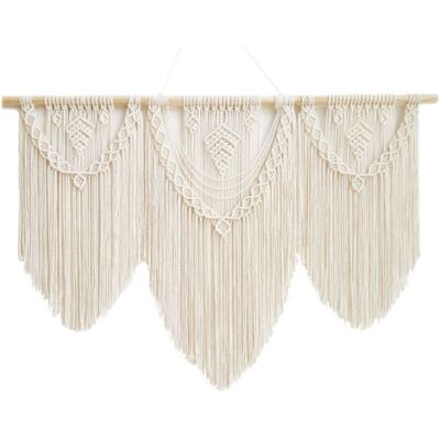 LITZEE Makramé-wandbehang, Handgewebter Bohemian-wandteppich Aus Baumwollseil, Handgefertigter Makramé-wandteppich Für Die Hochzeitsdekoration Im Freien LITZEE Makramé-wandbehang, Handgewebter Bohemian-wandteppich Aus Baumwollseil, Handgefertigter Makramé-wandteppich Für Die Hochzeitsdekoration Im Freien