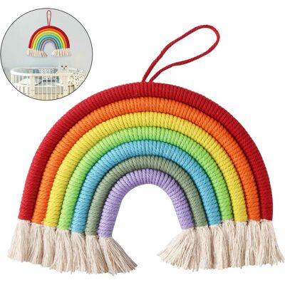 SOEKAVIA Minkurow Makramee-regenbogen-dekoration, Böhmischer Handgefertigter Kordel-wandteppich, Baumwollgarn, Kindergeburtstags-dekoration, Makramee Aus 7 Geflochtenen Kordeln (2) SOEKAVIA Minkurow Makramee-regenbogen-dekoration, Böhmischer Handgefertigter Kordel-wandteppich, Baumwollgarn, Kindergeburtstags-dekoration, Makramee Aus 7 Geflochtenen Kordeln (2)
