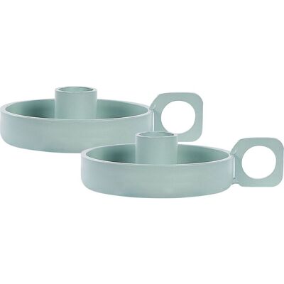 Beliani Set aus 2 Kerzenhaltern - Minzgrün Retro Eisen Beliani Set aus 2 Kerzenhaltern - Minzgrün Retro Eisen