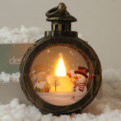 JUTE Kleine Runde Led-kerze Im Retro-stil Aus Glas Und Kunststoff, Led-element, Weihnachtsdekoration Für Zuhause, Bronzener Schneemann JUTE Kleine Runde Led-kerze Im Retro-stil Aus Glas Und Kunststoff, Led-element, Weihnachtsdekoration Für Zuhause, Bronzener Schneemann