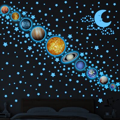 NO BRAND Leuchtende Aufkleber Der Neun Planeten Des Sonnensystems – Selbstklebende Dekorationen Des Sternenhimmels – Des Mondes NO BRAND Leuchtende Aufkleber Der Neun Planeten Des Sonnensystems – Selbstklebende Dekorationen Des Sternenhimmels – Des Mondes