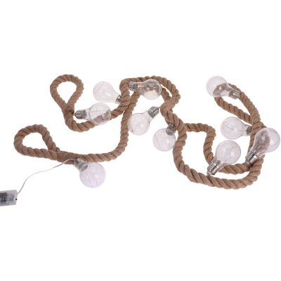 SPETEBO Led Lichterkette Mit 10 Glühbirnen Auf Hanf Seil - Länge: 300 Cm - Deko Girlande Batterie Betrieben Mit Timer SPETEBO Led Lichterkette Mit 10 Glühbirnen Auf Hanf Seil - Länge: 300 Cm - Deko Girlande Batterie Betrieben Mit Timer