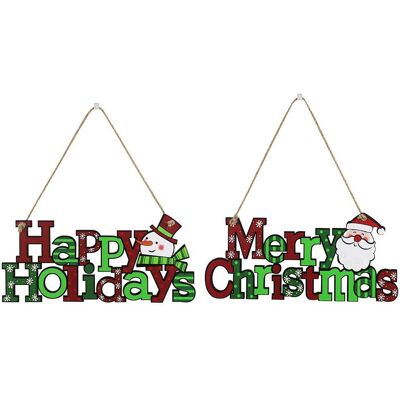 HEAT Weihnachtliches Holzschild Mit Familie, Cartoon-weihnachtsmann Und Schneemann, Türhänger, Wanddekoration, Frohe Weihnachten, Anhänger HEAT Weihnachtliches Holzschild Mit Familie, Cartoon-weihnachtsmann Und Schneemann, Türhänger, Wanddekoration, Frohe Weihnachten, Anhänger