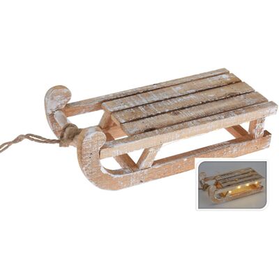 SPETEBO Led Deko Holz Schlitten 30 Cm - 25 Led - Weihnachtsdeko Mit Timer Funktion SPETEBO Led Deko Holz Schlitten 30 Cm - 25 Led - Weihnachtsdeko Mit Timer Funktion