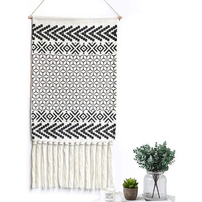 Minkurow Makramee-wandbehang, Boho-chic, Gewebter Wandteppich, Böhmische Baumwolle, Gewebte Wandkunst, Wanddekoration Für Schlafzimmer, Babyzimmer, Hintergrund (rand) Minkurow Makramee-wandbehang, Boho-chic, Gewebter Wandteppich, Böhmische Baumwolle, Gewebte Wandkunst, Wanddekoration Für Schlafzimmer, Babyzimmer, Hintergrund (rand)