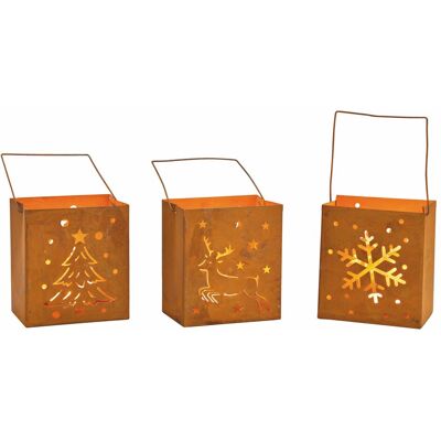 SPETEBO Metall Windlicht Weihnachten 3er Set - 10 X 9 Cm - Deko Tisch Laterne Kerzen Teelicht Halter - 3 Motive Tannenbaum Rentier Schneeflocke SPETEBO Metall Windlicht Weihnachten 3er Set - 10 X 9 Cm - Deko Tisch Laterne Kerzen Teelicht Halter - 3 Motive Tannenbaum Rentier Schneeflocke