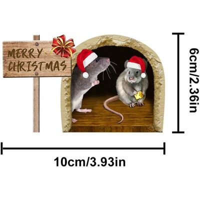HEAT Lustige Weihnachtsdeko-mausloch-aufkleber Für Wohn- Und Schlafzimmer – Diy-wandtattoos Mit Cartoon-tiermotiven HEAT Lustige Weihnachtsdeko-mausloch-aufkleber Für Wohn- Und Schlafzimmer – Diy-wandtattoos Mit Cartoon-tiermotiven