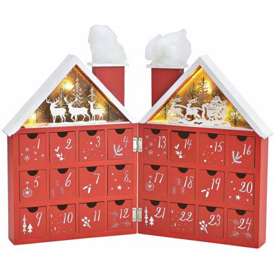 SPETEBO Holz Adventskalender Haus Mit 24 Boxen Und Led Beleuchtung - Zum Aufklappen - Weihnachtskalender Zum Selber Befüllen SPETEBO Holz Adventskalender Haus Mit 24 Boxen Und Led Beleuchtung - Zum Aufklappen - Weihnachtskalender Zum Selber Befüllen