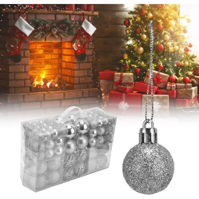 JUTE 100 Silberne Weihnachtskugeln Für Den Weihnachtsbaum, Weihnachtsdekoration JUTE 100 Silberne Weihnachtskugeln Für Den Weihnachtsbaum, Weihnachtsdekoration