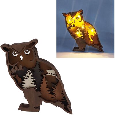 JUTE Kreative Weihnachtsdekorationen Aus Holz Für Zuhause, 3d-geschnitzte Tierlampen Aus Holz, Hohle Eule. JUTE Kreative Weihnachtsdekorationen Aus Holz Für Zuhause, 3d-geschnitzte Tierlampen Aus Holz, Hohle Eule.