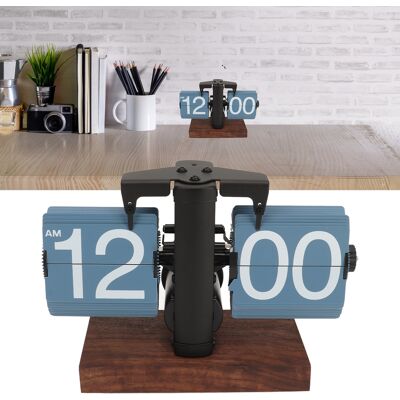 JUTE Minimalistische Und Kreative Automatische Uhr, Dekoratives Retro-objekt Für Büro Oder Wohnzimmer, Digitale Mechanische Uhr Für Zuhause, Schwarzer Holzsockel, 12-stunden-anzeige, Mitternachtsblau. JUTE Minimalistische Und Kreative Automatische Uhr, Dekoratives Retro-objekt Für Büro Oder Wohnzimmer, Digitale Mechanische Uhr Für Zuhause, Schwarzer Holzsockel, 12-stunden-anzeige, Mitternachtsblau.