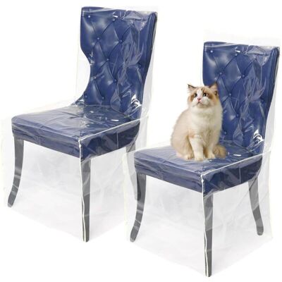 BOBYPET Set Mit 2 Transparenten Stuhlhussen Aus Pvc-kunststoff – Wasserdicht, Staubdicht Und Kratzfest – Für Zuhause, Küche Und Schlafzimmer BOBYPET Set Mit 2 Transparenten Stuhlhussen Aus Pvc-kunststoff – Wasserdicht, Staubdicht Und Kratzfest – Für Zuhause, Küche Und Schlafzimmer