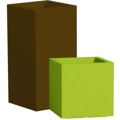 MONACIS Quadratische Vase Cromia Cube 'made In Italy' Aus Harz, Mit Einfarbig Dekoration -grün / 80 Cm MONACIS Quadratische Vase Cromia Cube 'made In Italy' Aus Harz, Mit Einfarbig Dekoration -grün / 80 Cm