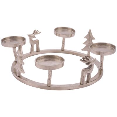 SPETEBO Alu Adventskranz Silber Mit 3d Figuren - 33 Cm - Kerzenhalter Aus Aluminium Für 4 Stumpenkerzen Oder Kugelkerzen - Tischdeko Advents Kerzen Ständer SPETEBO Alu Adventskranz Silber Mit 3d Figuren - 33 Cm - Kerzenhalter Aus Aluminium Für 4 Stumpenkerzen Oder Kugelkerzen - Tischdeko Advents Kerzen Ständer