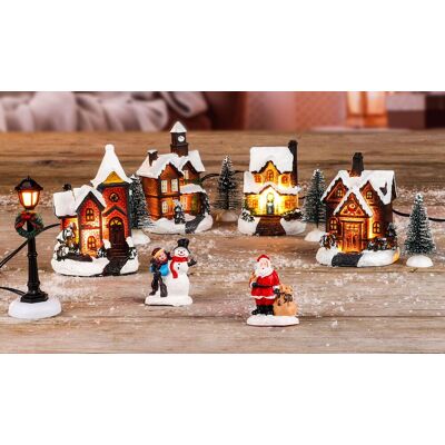 SPETEBO Led Weihnachtsstadt - Set 11-teilig - Mit 5 Warmweißen Led - Weihnachtsdorf Tischdeko Fensterdeko Beleuchtet SPETEBO Led Weihnachtsstadt - Set 11-teilig - Mit 5 Warmweißen Led - Weihnachtsdorf Tischdeko Fensterdeko Beleuchtet