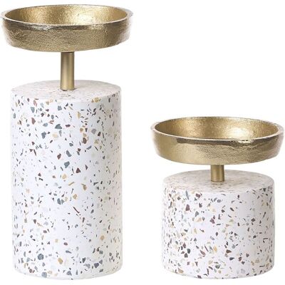 Beliani KAENGAN Gold Terrazzo Kerzenhalter Set aus 2 - Kerzenhalter Beliani KAENGAN Gold Terrazzo Kerzenhalter Set aus 2 - Kerzenhalter