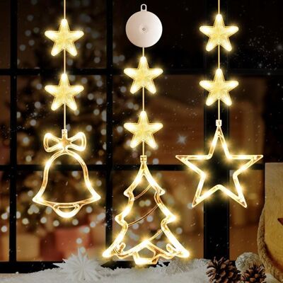 OEM 3-teilige Weihnachtslichterkette Batteriebetriebene Warmweiße Leds Baum Uhr Stern Saugnapf-dekoration Für Weihnachtsbaum Holzofen Für Drinnen Und OEM 3-teilige Weihnachtslichterkette Batteriebetriebene Warmweiße Leds Baum Uhr Stern Saugnapf-dekoration Für Weihnachtsbaum Holzofen Für Drinnen Und