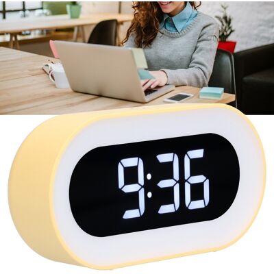 JUTE Hochauflösender Led-nachtlichtwecker Mit 18 Musiktiteln, Zwei Alarmen, Ewigem Kalender Und Speicherfunktion (gelb). JUTE Hochauflösender Led-nachtlichtwecker Mit 18 Musiktiteln, Zwei Alarmen, Ewigem Kalender Und Speicherfunktion (gelb).