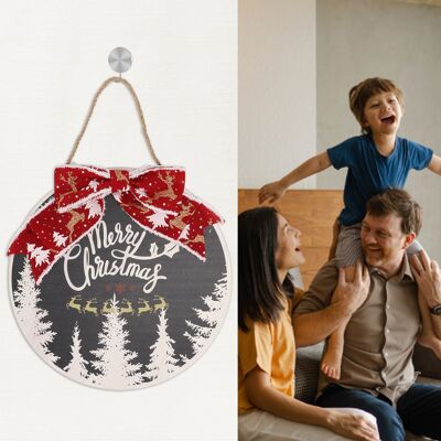 JUTE Weihnachtsschmuck Aus Holz Zum Aufhängen, Runde Innendekoration, Weihnachtsdekoration, Türschild, Schleife JUTE Weihnachtsschmuck Aus Holz Zum Aufhängen, Runde Innendekoration, Weihnachtsdekoration, Türschild, Schleife