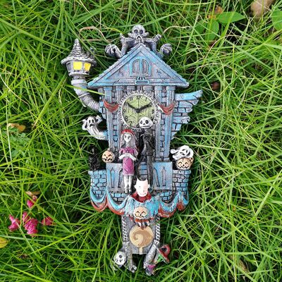 JUTE Personalisierte Deko-uhr Für Halloween, Gartenanhänger Aus Kunstharz, Handgefertigter Dekoartikel. JUTE Personalisierte Deko-uhr Für Halloween, Gartenanhänger Aus Kunstharz, Handgefertigter Dekoartikel.