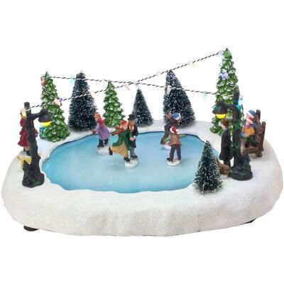 SPETEBO Led Weihnachts Dorf Szene Eisbahn - 32 X 24 Cm - Beleuchtete Tisch Dekoration Mit Fahrenden Figuren SPETEBO Led Weihnachts Dorf Szene Eisbahn - 32 X 24 Cm - Beleuchtete Tisch Dekoration Mit Fahrenden Figuren