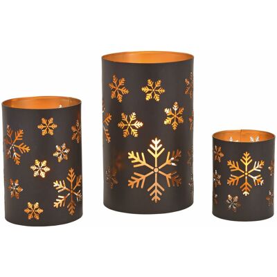 SPETEBO Metall Windlicht Schneeflocke 3er Set - 20 / 15 / 13 Cm - Winter Deko Tisch Laterne Kerzen Halter SPETEBO Metall Windlicht Schneeflocke 3er Set - 20 / 15 / 13 Cm - Winter Deko Tisch Laterne Kerzen Halter