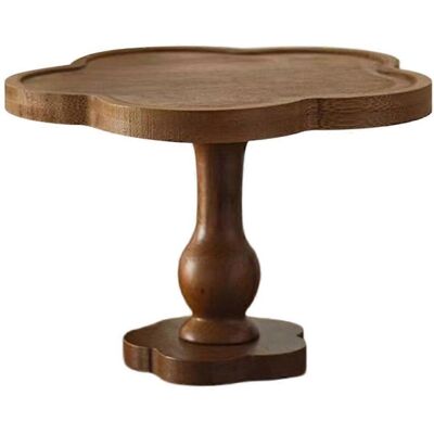 MIXHOME Vintage Desserttablett Aus Holz Mit Hohen, Blütenförmigen Füßen Dekoratives Tablett Für Tee, Kuchen Und Duftkerzen MIXHOME Vintage Desserttablett Aus Holz Mit Hohen, Blütenförmigen Füßen Dekoratives Tablett Für Tee, Kuchen Und Duftkerzen