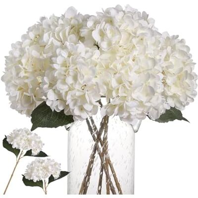 BLUEDEER Kisflower 6pcs Seiden Hortensie Künstliche Blumen Realistische Hortensie Blumen Bouquet Für Hochzeiten Party Büro Home Decor (weiß) BLUEDEER Kisflower 6pcs Seiden Hortensie Künstliche Blumen Realistische Hortensie Blumen Bouquet Für Hochzeiten Party Büro Home Decor (weiß)
