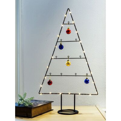 SPETEBO Led Metall Tannenbaum Aufsteller - 61 Cm - Inklusive 5 Christbaumkugeln Zum Selbst Dekorieren SPETEBO Led Metall Tannenbaum Aufsteller - 61 Cm - Inklusive 5 Christbaumkugeln Zum Selbst Dekorieren