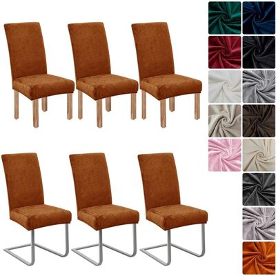 LUXUSKOLLEKTION Stuhlhussen Samt 6er Set, Universell Stretch Stuhlbezug Orange LUXUSKOLLEKTION Stuhlhussen Samt 6er Set, Universell Stretch Stuhlbezug Orange