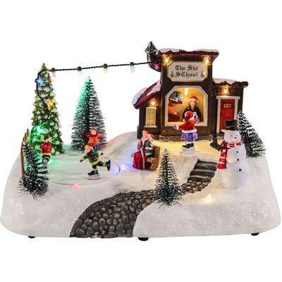 SPETEBO Led Weihnachts Dorf Szene - The Ski School - Beleuchtete Eisbahn Mit Fahrenden Figuren - Tischdeko Fensterdeko SPETEBO Led Weihnachts Dorf Szene - The Ski School - Beleuchtete Eisbahn Mit Fahrenden Figuren - Tischdeko Fensterdeko