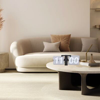 JUTE Minimalistische Und Kreative Automatische Uhr, Dekoratives Retro-objekt Für Büro Oder Wohnzimmer, Große Mechanische Digitaluhr Mit Blattmotiv, Schwarzer 12-stunden-rahmen, Graue Zifferblätter. JUTE Minimalistische Und Kreative Automatische Uhr, Dekoratives Retro-objekt Für Büro Oder Wohnzimmer, Große Mechanische Digitaluhr Mit Blattmotiv, Schwarzer 12-stunden-rahmen, Graue Zifferblätter.
