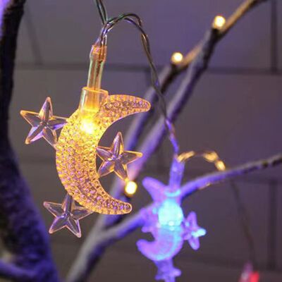 JUTE 10 Meter Lange Led-lichterkette, 100 Leds, Sterne Und Mond, Zum Einstecken, Mit Batteriefach, Weihnachtsdekoration. JUTE 10 Meter Lange Led-lichterkette, 100 Leds, Sterne Und Mond, Zum Einstecken, Mit Batteriefach, Weihnachtsdekoration.