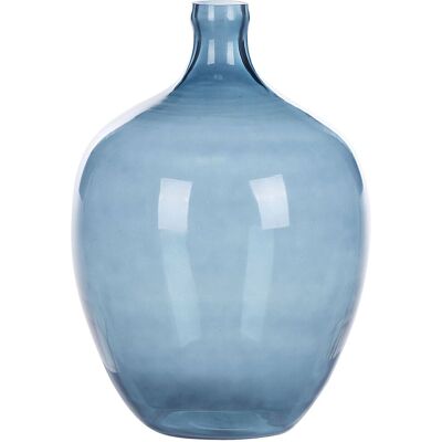 BELIANI Blumenvase Blau / Transparent 39 Cm Aus Glas Mit Glänzender Oberfläche Wohnartikel Wohnung Zubehör Dekogefäß Rund Moderner Glamouröser Stil BELIANI Blumenvase Blau / Transparent 39 Cm Aus Glas Mit Glänzender Oberfläche Wohnartikel Wohnung Zubehör Dekogefäß Rund Moderner Glamouröser Stil