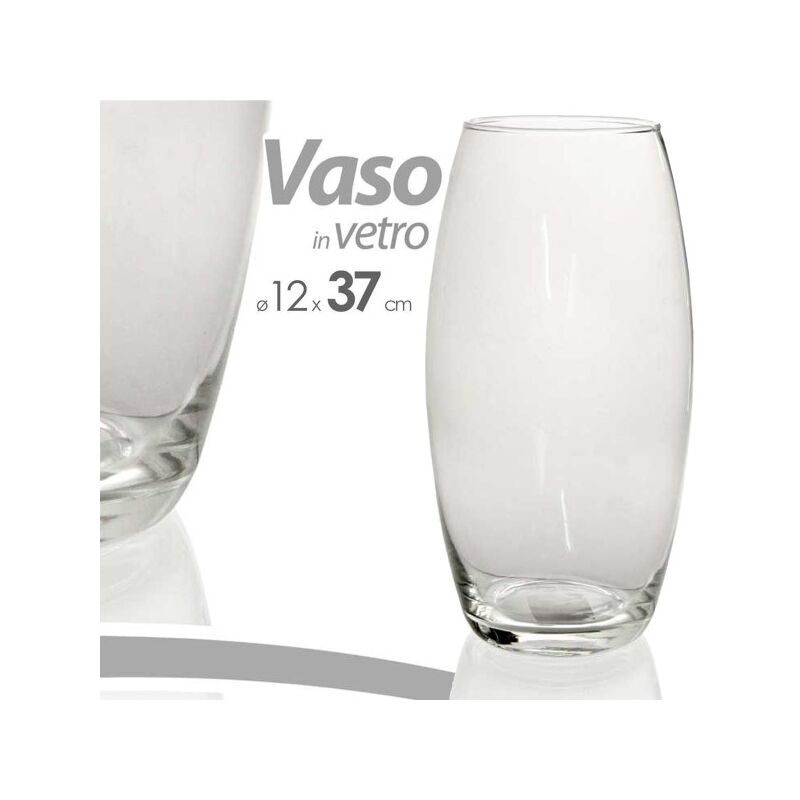 Trade Shop Traesio - 37X12CM klarglas elegante vase für blumen pflanzen dekoration möbel