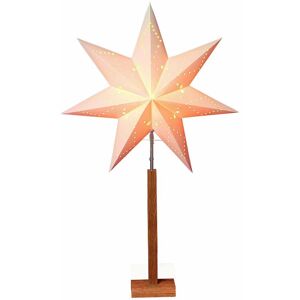 Star Trading Deutschland Gmbh - Weihnachtsstern beleuchtet stehend Star 232-07 Karo Stern auf Holzständer/Papier beige/Eiche ca. 100cm x 60cm E14
