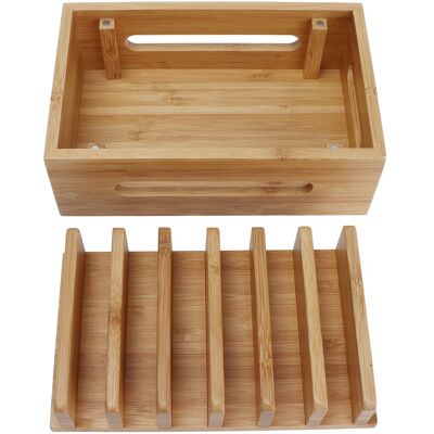 HEAT Handy- Und Tablet-ständer Aus Bambus, Tragbarer Schreibtisch-organizer, Multifunktionale Aufbewahrungsbox Für Zuhause Und Büro HEAT Handy- Und Tablet-ständer Aus Bambus, Tragbarer Schreibtisch-organizer, Multifunktionale Aufbewahrungsbox Für Zuhause Und Büro