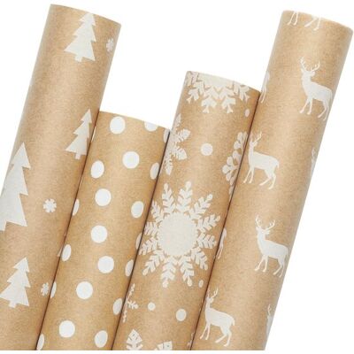 OEM 17" X 120" (4 Rollen) Vintage-weihnachts-kraftpapier – Festliches Geschenkpapier Für Weihnachten OEM 17" X 120" (4 Rollen) Vintage-weihnachts-kraftpapier – Festliches Geschenkpapier Für Weihnachten