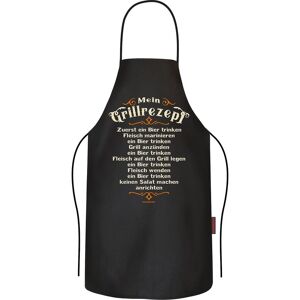 Rahmenlos - Grillschürze Mein Grillrezept schwarz, 100% Baumwolle, Universalgröße für Erwachsene.