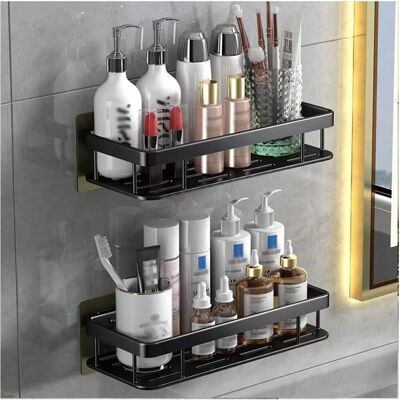 OEM Selbstklebendes Badezimmerregal Mit Wandkorb Für Dusche, Ordnung Und Aufbewahrung Im Haushalt, Kein Bohren Erforderlich, Großes Fassungsvermögen OEM Selbstklebendes Badezimmerregal Mit Wandkorb Für Dusche, Ordnung Und Aufbewahrung Im Haushalt, Kein Bohren Erforderlich, Großes Fassungsvermögen