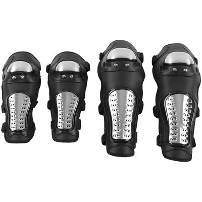 HEAT Schwarze Und Silberne Motorrad-knie- Und Ellbogenschoner, Offroad-schutzausrüstung Für Motocross, Quads Und Mountainbikes, Komplettset. HEAT Schwarze Und Silberne Motorrad-knie- Und Ellbogenschoner, Offroad-schutzausrüstung Für Motocross, Quads Und Mountainbikes, Komplettset.