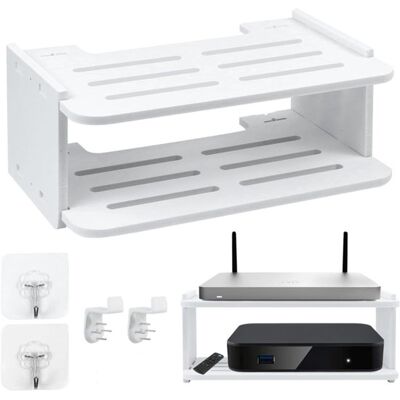 OEM Weißer 2-stöckiger Router-organizer – Aufbewahrungsregal Für Modem Und Zubehör Mit Belüftung – 29,8 X 19,2 X 13 Cm OEM Weißer 2-stöckiger Router-organizer – Aufbewahrungsregal Für Modem Und Zubehör Mit Belüftung – 29,8 X 19,2 X 13 Cm