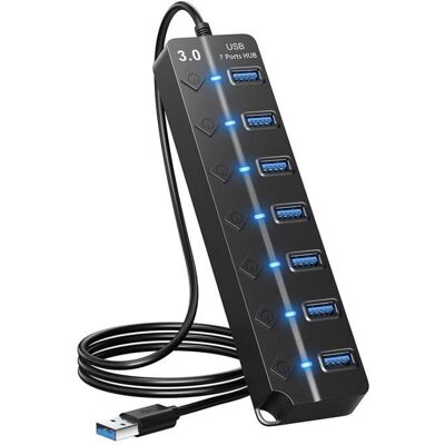 OEM Zgeer Usb 3.0 Hub – 7 Ports – Stromversorgung – Einzelschalter – Pc/ps4-kompatibel OEM Zgeer Usb 3.0 Hub – 7 Ports – Stromversorgung – Einzelschalter – Pc/ps4-kompatibel